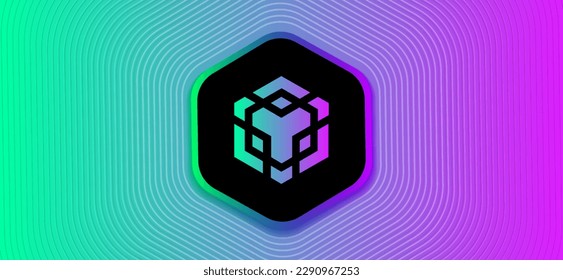 Binance Smart Chain BSC Crypto currency vector illustration banner in neon futuristic concept svg