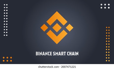 Binance Smart Chain, BSC,BNB banner with dark background.  For Blockchain, cryptocurrencies.  Flat design minimalist gradient eps 10 svg
