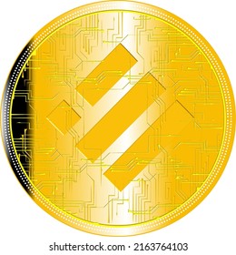 Moneda de Binance USD (BUSD). Estandarización digital con fondo de concepto de moneda cripto.