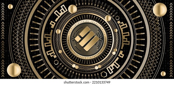 Binance USD BUSD crypto coin luxury golden ornamental vector background illustration