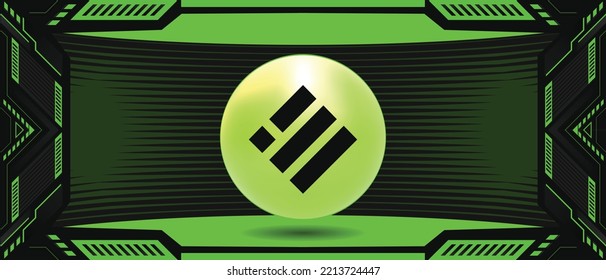 Binance USD BUSD crypto currency coin logo on a futuristic vector banner and background. Eps10 financial technology concept template. 