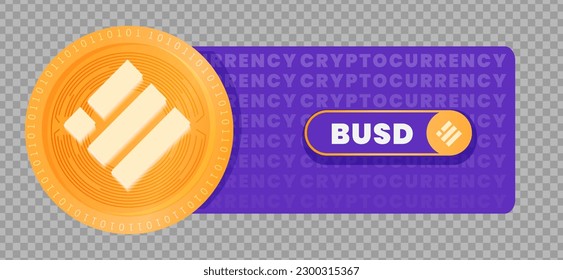 Binance USD (BUSD) crypto currency virtual money token vector illustration. Can be used as virtual money icon, logo, emblem, sticker and badge designs.