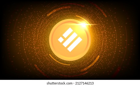 Binance USD Coin or BUSD digital crypto currency themed banner.