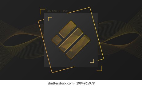 Binance USD cryptocurrency colorful logo with wave thin lines background. svg