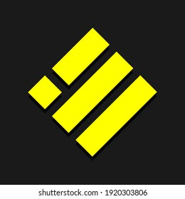 Logotipo de criptodivisa amarilla binancia USD aislado en fondo oscuro.