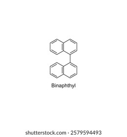 Binaphthyl skeletal structure.Polycyclic Aromatic Hydrocarbon compound schematic illustration. Simple diagram, chemical structure.