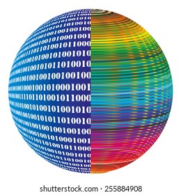 Binaries and Colors. Concept of digital imaging, the binary code, using 0 and 1, define pixel and consequently digital pictures