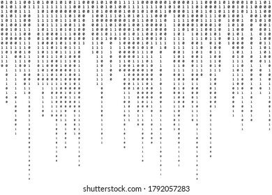 Binary Background. Abstract Code Pattern. Black and White Computer Backdrop. Vector illustration