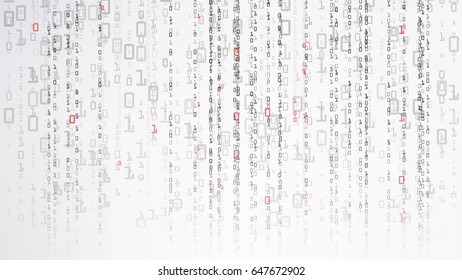 Binary Background. Algorithm Binary, Data Code, Decryption And Encoding, Row Matrix. Vector Illustration