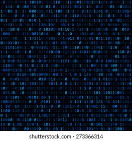 Binary background with blue digits. Vector illustration. 