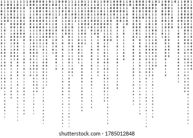 Binary Background. Digital Code Texture. Data Black and White Backdrop. Vector illustration