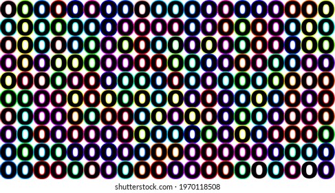 Binary background element made with black zero with neon highlight