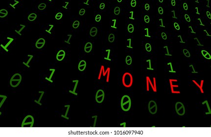 binary background with money sign on black background
