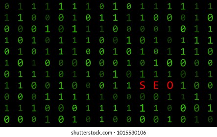 binary background with SEO sign on black background
