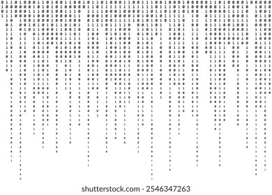 Plano de Fundo Binário. Tecnologia de fundo. Textura de dados em preto e branco. Ilustração vetorial