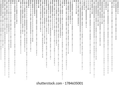 Binärer Hintergrund. Technologiecode-Muster. Daten schwarz-weißer Hintergrund. Vektorgrafik