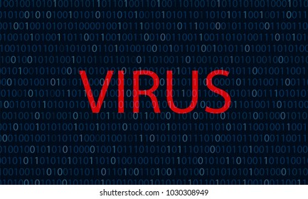 Binary blue The word red virus Computer virus concept binary code background