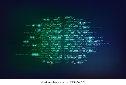 binary brain with sci-fi theme, concept of technology advancement