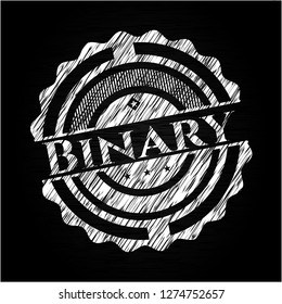 Binary chalkboard emblem on black board