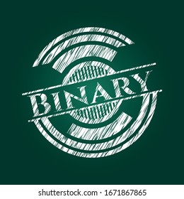 Binary chalkboard emblem written on a blackboard. Vector Illustration. Detailed.