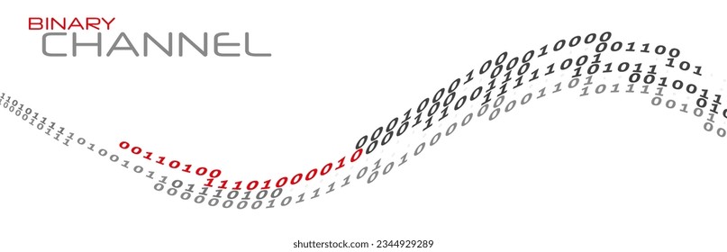 Canal binario con los negros y rojos y ceros. Flujo de datos digitales. Gráficos vectoriales