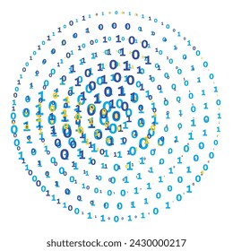 Círculo binario. Visualización de un hotspot Wi-Fi o difusión digital de banda ancha. Gráficos vectoriales