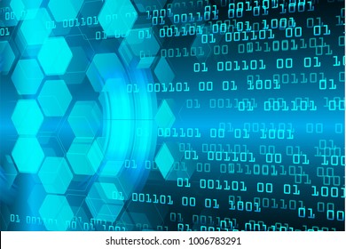 binary circuit board future technology, blue cyber security concept background, abstract hi speed digital internet.motion move blur. vector