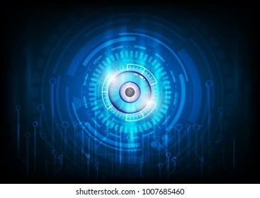 binary circuit board future technology, blue eye cyber security concept background vector
