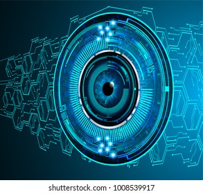 binary circuit board future technology, blue eye cyber security concept background, abstract hi speed digital internet.motion move blur. pixel vector