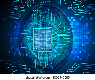 binary circuit board future technology, blue cyber security concept background, abstract hi speed digital internet.motion move blur. pixel vector