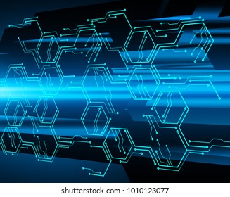 binary circuit board future technology, blue cyber security concept background, abstract hi speed digital internet.motion move blur. vector