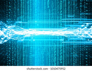 binary circuit board future technology, blue cyber security concept background, abstract hi speed digital internet.motion move blur. vector