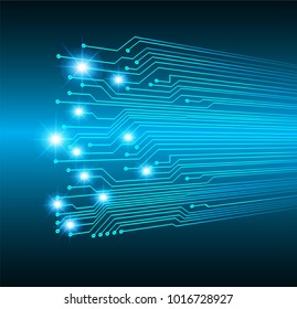 binary circuit board future technology, blue cyber security concept background, abstract hi speed digital internet.motion move blur. pixel vector