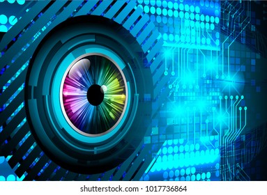 binary circuit board future technology, blue eye cyber security concept background, abstract hi speed digital internet.motion move blur. pixel vector