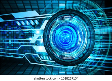 binary circuit board future technology, blue eye cyber security concept background, abstract hi speed digital internet.motion move blur. pixel vector