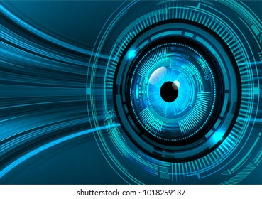 binary circuit board future technology, blue eye cyber security concept background, abstract hi speed digital internet.motion move blur. pixel vector