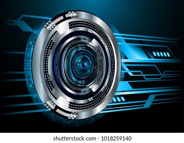 binary circuit board future technology, blue eye cyber security concept background, abstract hi speed digital internet.motion move blur. pixel vector