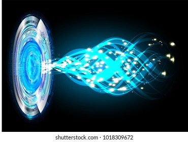 binary circuit board future technology, blue cyber security concept background, abstract hi speed digital internet.motion move blur. wave vector