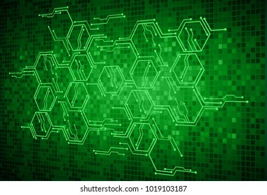 binary circuit board future technology, green cyber security concept background, abstract hi speed digital internet.motion move blur. pixel vector