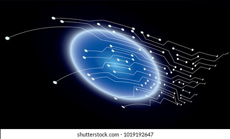 binary circuit board future technology, blue cyber security concept background, abstract hi speed digital internet.motion move blur. pixel vector.