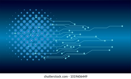 binary circuit board future technology, blue cyber security concept background, abstract hi speed digital internet.motion move blur. pixel vector.