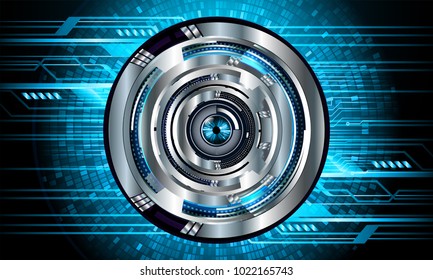 binary circuit board future technology, blue eye cyber security concept background, abstract hi speed digital internet.motion move blur. pixel vector