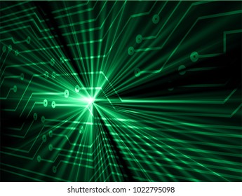 binary circuit board future technology, green cyber security concept background, abstract hi speed digital internet.motion move blur. pixel vector