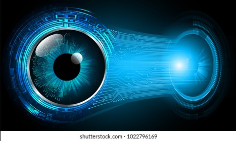 binary circuit board future technology, blue eye cyber security concept background, abstract hi speed digital internet.motion move blur. pixel vector