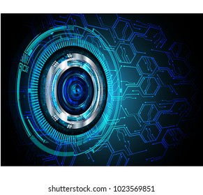 binary circuit board future technology, blue eye cyber security concept background, abstract hi speed digital internet.motion move blur. pixel vector