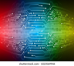 binary circuit board future technology, blue red yellow cyber security concept background, abstract hi speed digital internet.motion move blur. pixel vector