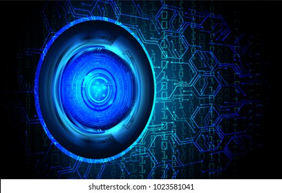 binary circuit board future technology, blue eye cyber security concept background, abstract hi speed digital internet.motion move blur. pixel vector