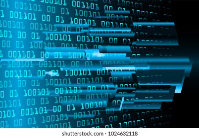 binary circuit board future technology, blue cyber security concept background, abstract hi speed digital internet.motion move blur. pixel vector