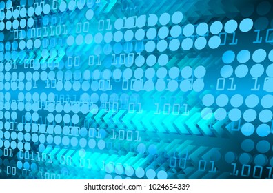 binary circuit board future technology, blue cyber security concept background, abstract hi speed digital internet.motion move blur. pixel  arrow vector