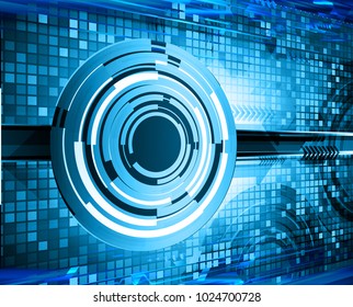 binary circuit board future technology, blue eye cyber security concept background, abstract hi speed digital internet.motion move blur. pixel vector